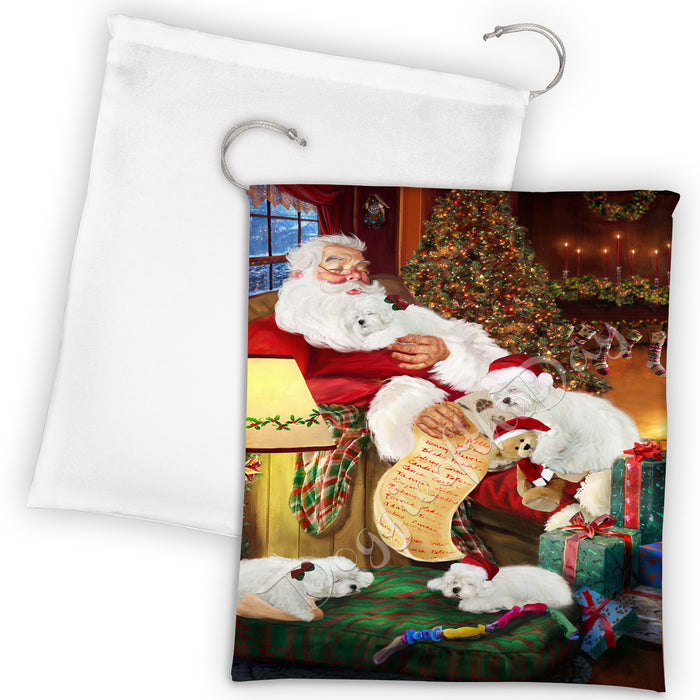 Santa Sleeping with Bolognese Dogs Drawstring Laundry or Gift Bag LGB48784