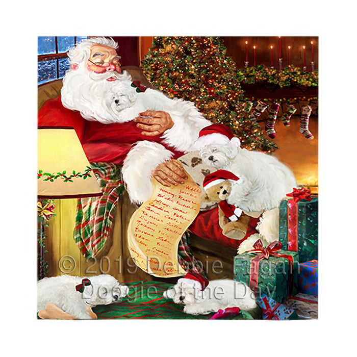 Santa Sleeping with Bolognese Dogs Square Towel 