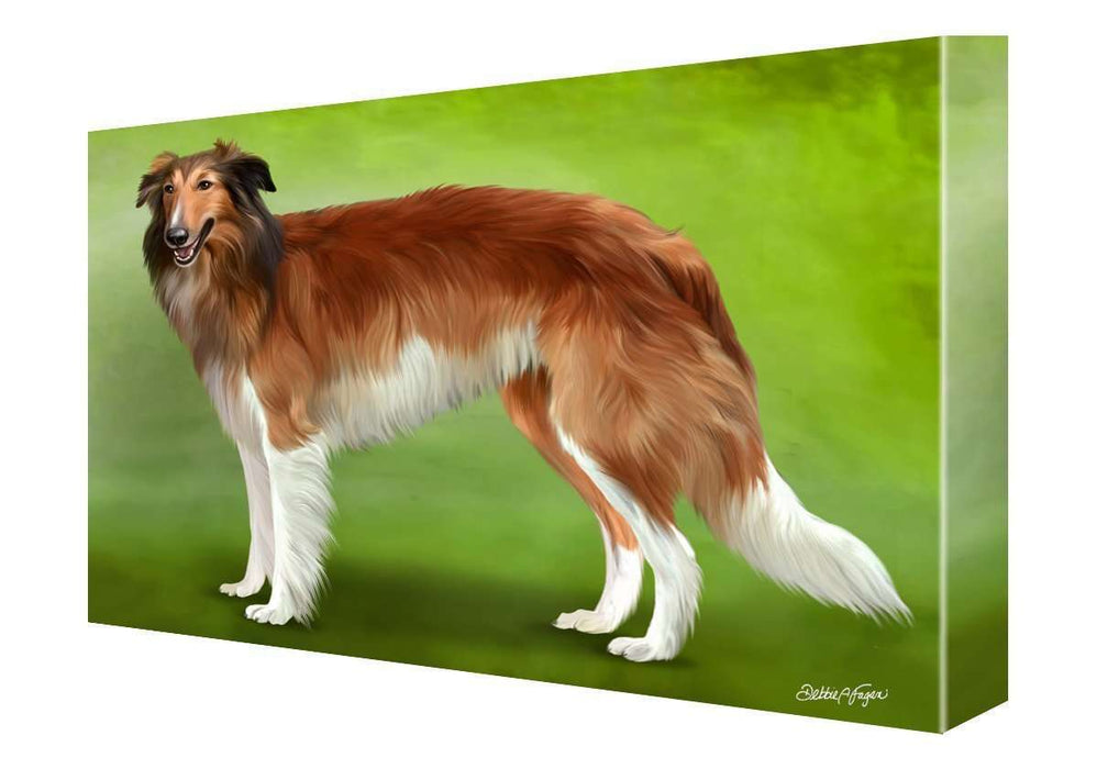 Borzoi Dog Painting Printed on Canvas Wall Art Signed