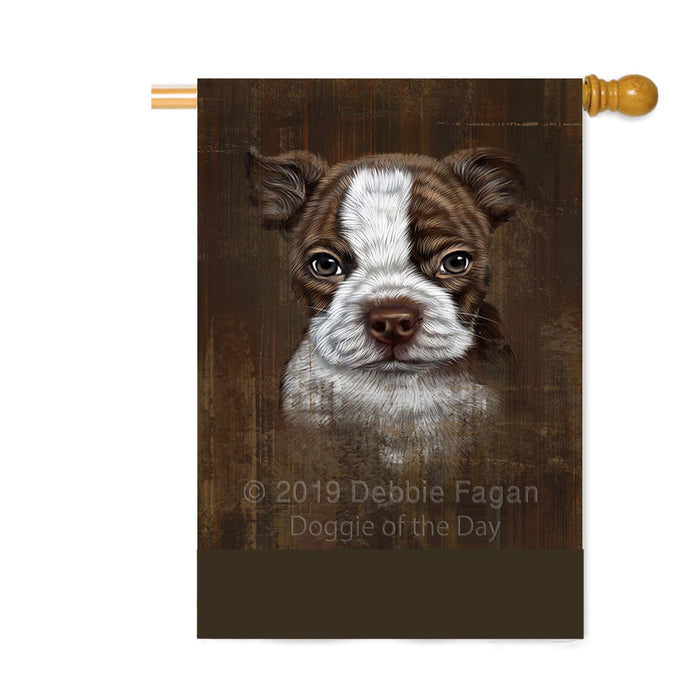 Personalized Rustic Boston Terrier Dog Custom House Flag FLG64526