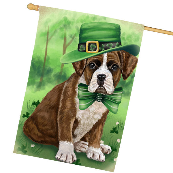 St. Patrick's Day Boxer Dog House Flag Outdoor Decorative Double Sided Pet Portrait Weather Resistant Premium Quality Animal Printed Home Decorative Flags 100% Polyester FLG69718