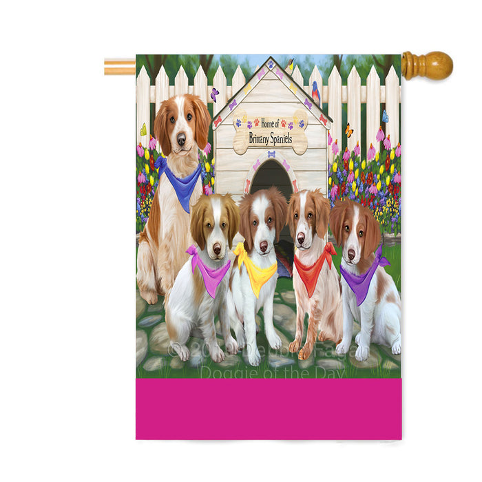 Personalized Spring Dog House Brittany Spaniel Dogs Custom House Flag FLG-DOTD-A62840