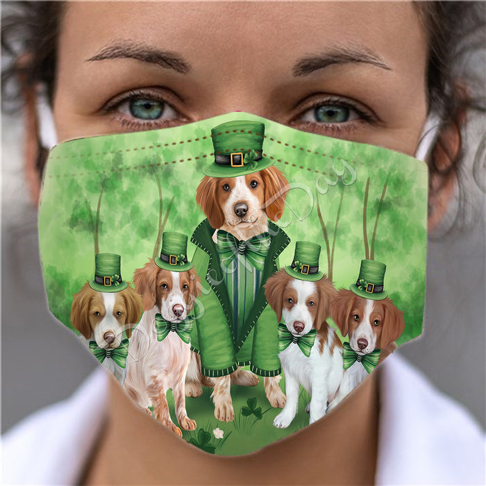 St. Patricks Day Irish Brittany Spaniel Dogs Face Mask FM50134