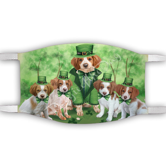 St. Patricks Day Irish Brittany Spaniel Dogs Face Mask FM50134