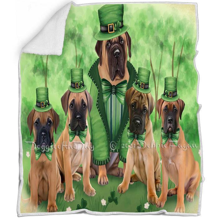 St. Patricks Day Irish Family Portrait Bullmastiffs Dog Blanket BLNKT54408