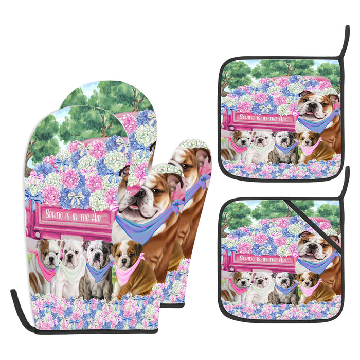 Bulldog Oven Mitts and Pot Holder, Explore a Variety of Designs, Custom, Kitchen Gloves for Cooking with Potholders, Personalized, Dog and Pet Lovers Gift
