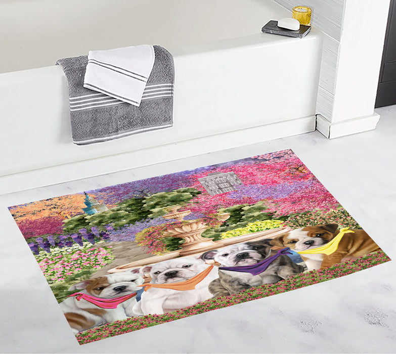 Bulldog Anti-Slip Bath Mat, Explore a Variety of Designs, Soft and Absorbent Bathroom Rug Mats, Personalized, Custom, Dog and Pet Lovers Gift