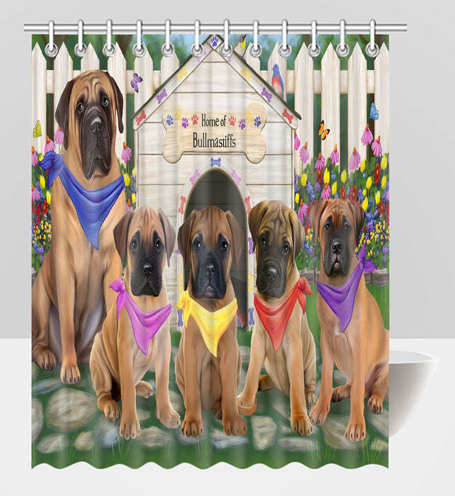Spring Dog House Bullmastiff Dogs Shower Curtain
