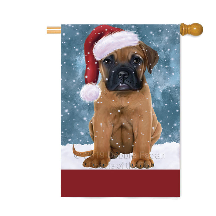 Personalized Let It Snow Happy Holidays Bullmastiff Dog Custom House Flag FLG-DOTD-A62351
