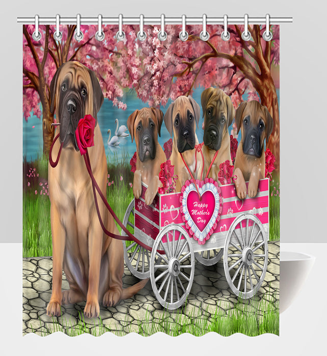 I Love Bullmastiff Dogs in a Cart Shower Curtain