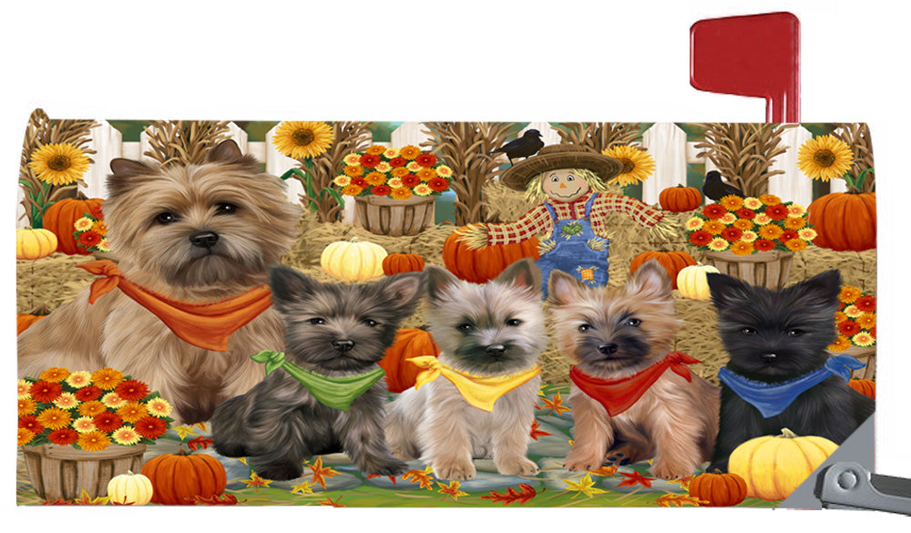 Fall Festive Harvest Time Gathering Cairn Terrier Dogs 6.5 x 19 Inches Magnetic Mailbox Cover Post Box Cover Wraps Garden Yard Décor MBC49072