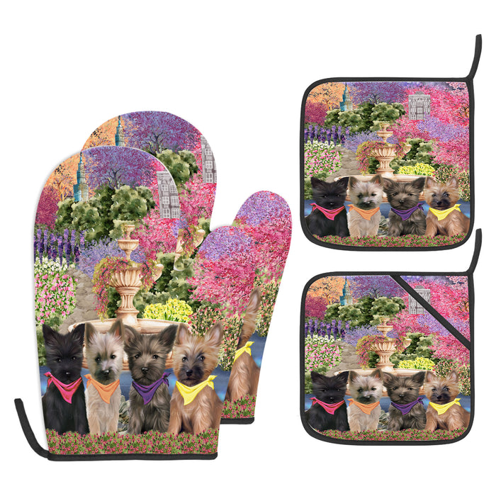 Cairn Terrier Oven Mitts and Pot Holder Set: Kitchen Gloves for Cooking with Potholders, Custom, Personalized, Explore a Variety of Designs, Dog Lovers Gift
