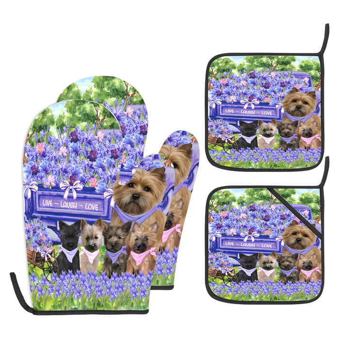 Cairn Terrier Oven Mitts and Pot Holder Set: Kitchen Gloves for Cooking with Potholders, Custom, Personalized, Explore a Variety of Designs, Dog Lovers Gift