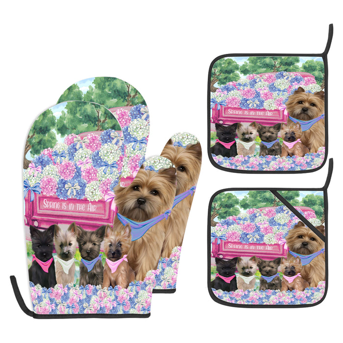 Cairn Terrier Oven Mitts and Pot Holder Set, Explore a Variety of Personalized Designs, Custom, Kitchen Gloves for Cooking with Potholders, Pet and Dog Gift Lovers