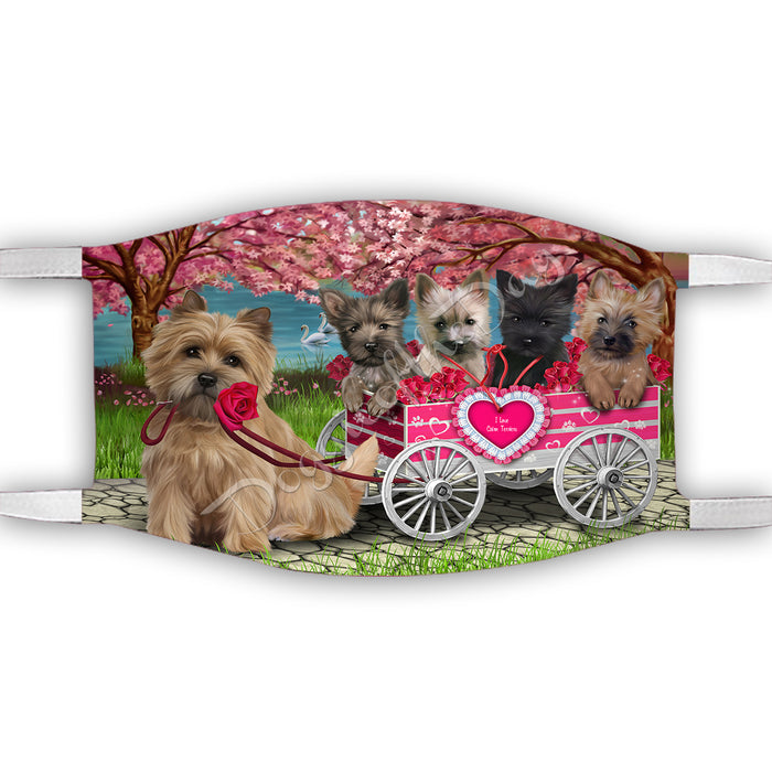 I Love Cairn Terrier Dogs in a Cart Face Mask FM48132