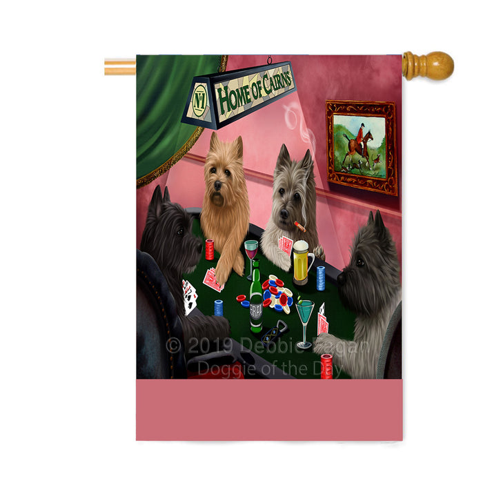 Personalized Home of Cairn Terrier Dog Four Dogs Playing Poker Custom House Flag FLG-DOTD-A60311
