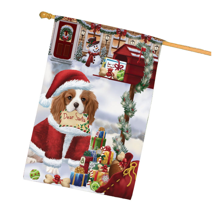 Dear Santa Mailbox Christmas Cavalier King Charles Spaniel Dog House Flag Outdoor Decorative Double Sided Pet Portrait Weather Resistant Premium Quality Animal Printed Home Decorative Flags 100% Polyester FLG67938