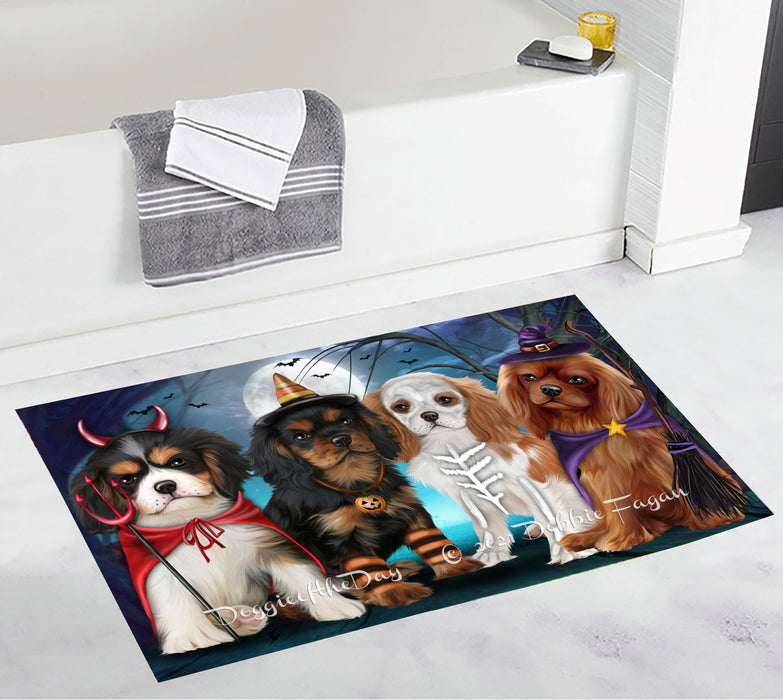 Happy Halloween Trick or Treat Cavalier King Charles Spaniel Dogs Bathroom Rugs with Non Slip Soft Bath Mat for Tub BRUG54922