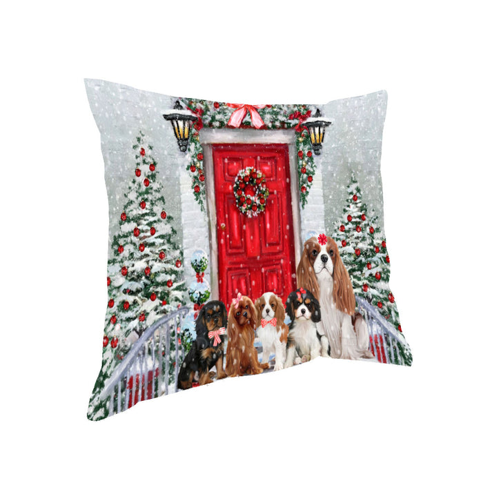 Christmas Holiday Welcome Cavalier King Charles Spaniel Dogs Pillow with Top Quality High-Resolution Images - Ultra Soft Pet Pillows for Sleeping - Reversible & Comfort - Ideal Gift for Dog Lover - Cushion for Sofa Couch Bed - 100% Polyester