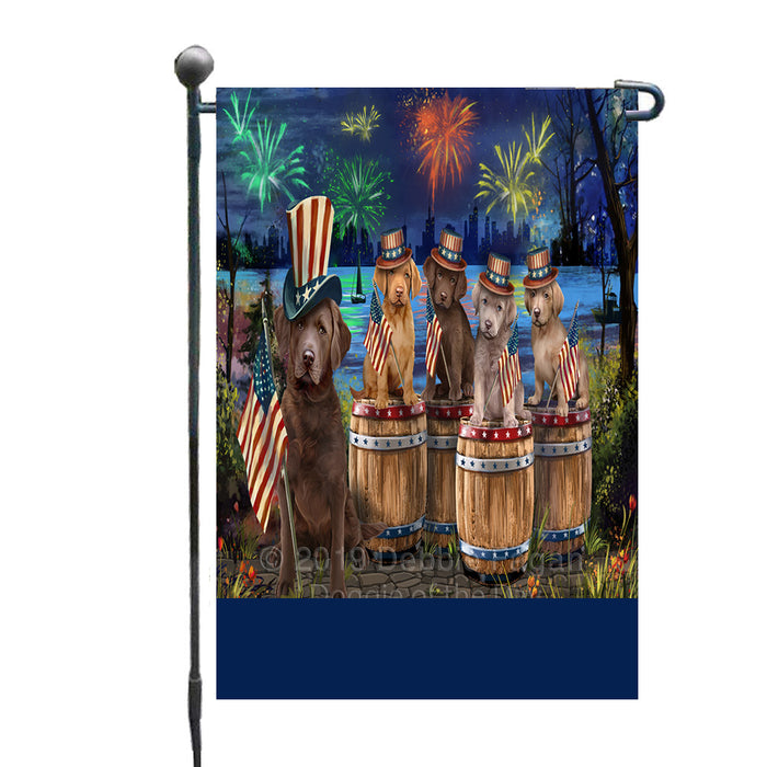 Personalized 4th of July Firework Chesapeake Bay Retriever Dogs Custom Garden Flags GFLG-DOTD-A57860