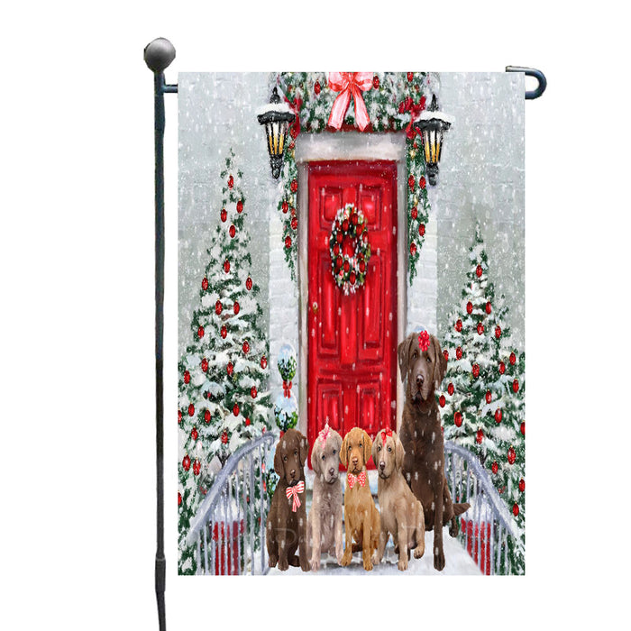 Christmas Holiday Welcome Chesapeake Bay Retriever Dogs Garden Flags- Outdoor Double Sided Garden Yard Porch Lawn Spring Decorative Vertical Home Flags 12 1/2"w x 18"h