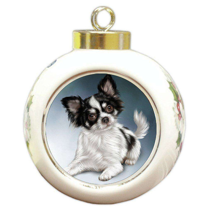 Chihuahua Dog Round Ball Christmas Ornament