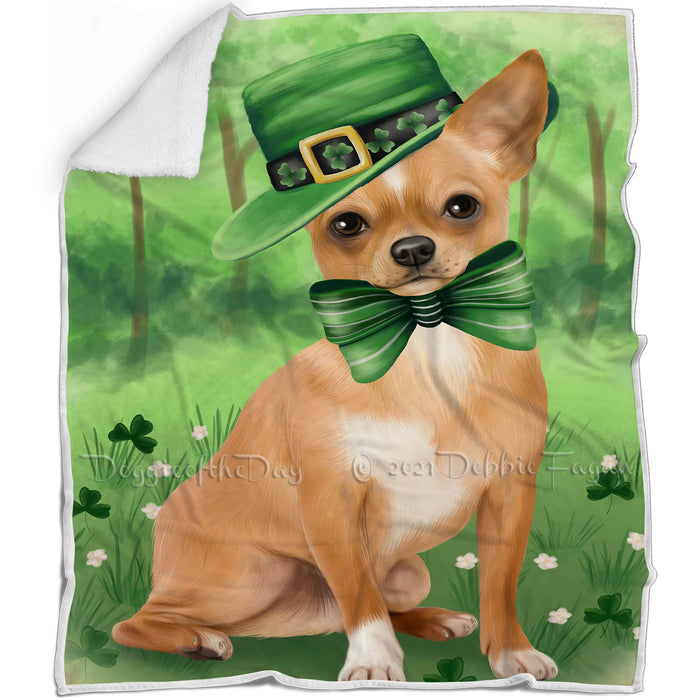 St. Patricks Day Irish Portrait Chihuahua Dog Blanket BLNKT54588