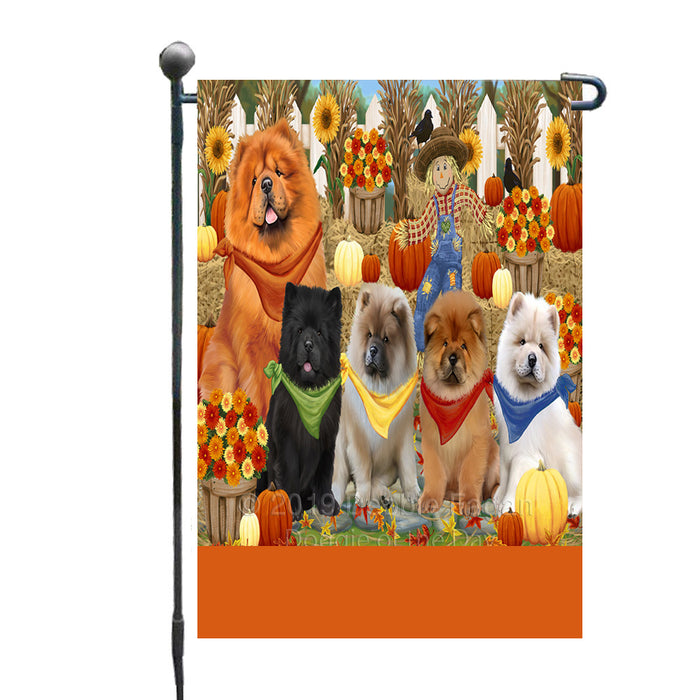 Personalized Fall Festive Gathering Chow Chow Dogs with Pumpkins Custom Garden Flags GFLG-DOTD-A61880