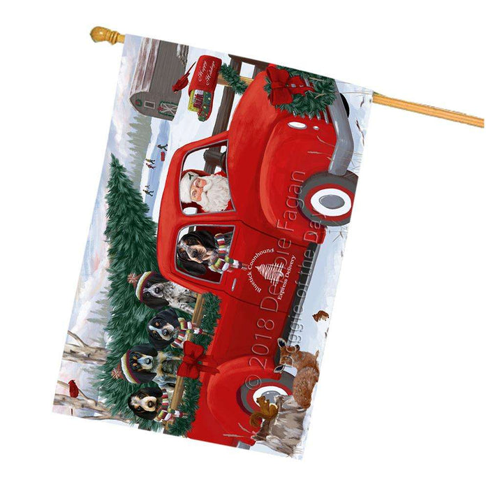 Christmas Santa Express Delivery Bluetick Coonhounds Dog Family House Flag FLG55217