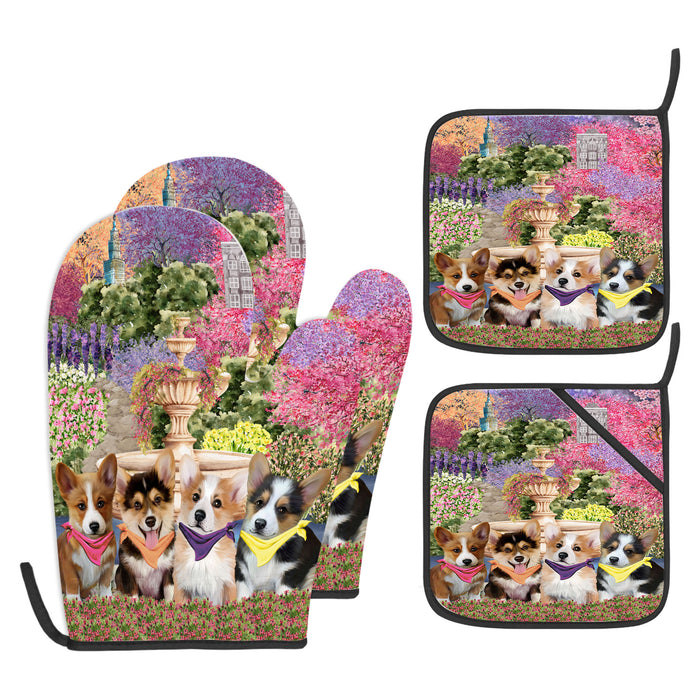 Corgi Oven Mitts and Pot Holder Set: Explore a Variety of Designs, Personalized, Potholders with Kitchen Gloves for Cooking, Custom, Halloween Gifts for Dog Mom