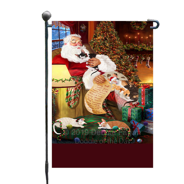 Personalized Cornish Rex Cats and Kittens Sleeping with Santa Custom Garden Flags GFLG-DOTD-A62624
