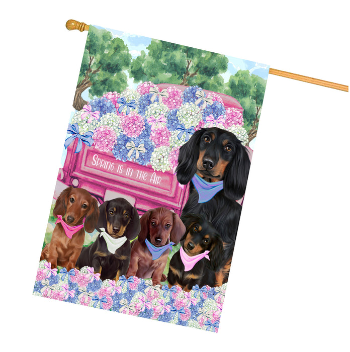 Dachshund Dogs House Flag: Explore a Variety of Personalized Designs, Double-Sided, Weather Resistant, Custom, Home Outside Yard Decor for Dog and Pet Lovers
