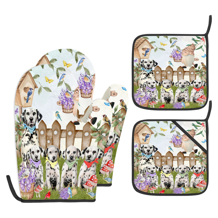 Dalmatian Oven Mitts and Pot Holder Set, Explore a Variety of Personalized Designs, Custom, Kitchen Gloves for Cooking with Potholders, Pet and Dog Gift Lovers