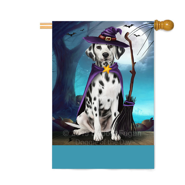Personalized Happy Halloween Trick or Treat Dalmatian Dog Witch Custom House Flag FLG64260