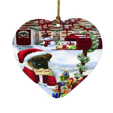 Dear Santa Mailbox Christmas Letter Bullmastiff Dog Heart Ornament D117