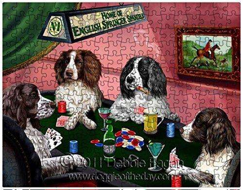 English Springer Spaniel Dogs Playing Poker 500 Pc. Puzzle with Photo Tin