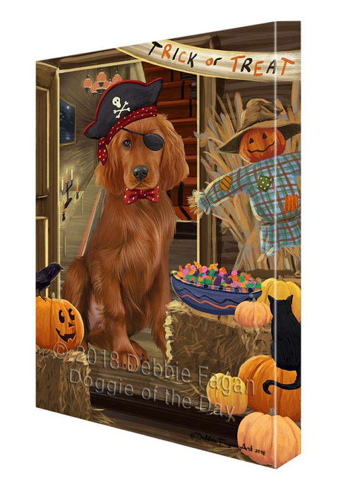 Enter at Own Risk Trick or Treat Halloween Irish Setter Dog Canvas Print Wall Art Décor CVS96299