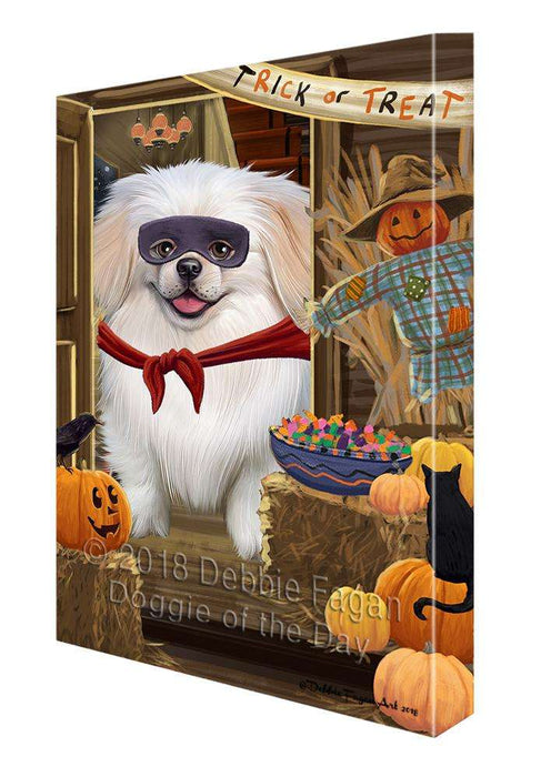 Enter at Own Risk Trick or Treat Halloween Pekingese Dog Canvas Print Wall Art Décor CVS96695