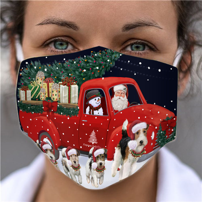 Christmas Express Delivery Red Truck Running Fox Terrier Dogs Face Mask FM49868