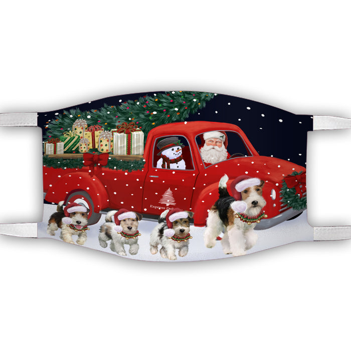 Christmas Express Delivery Red Truck Running Fox Terrier Dogs Face Mask FM49868