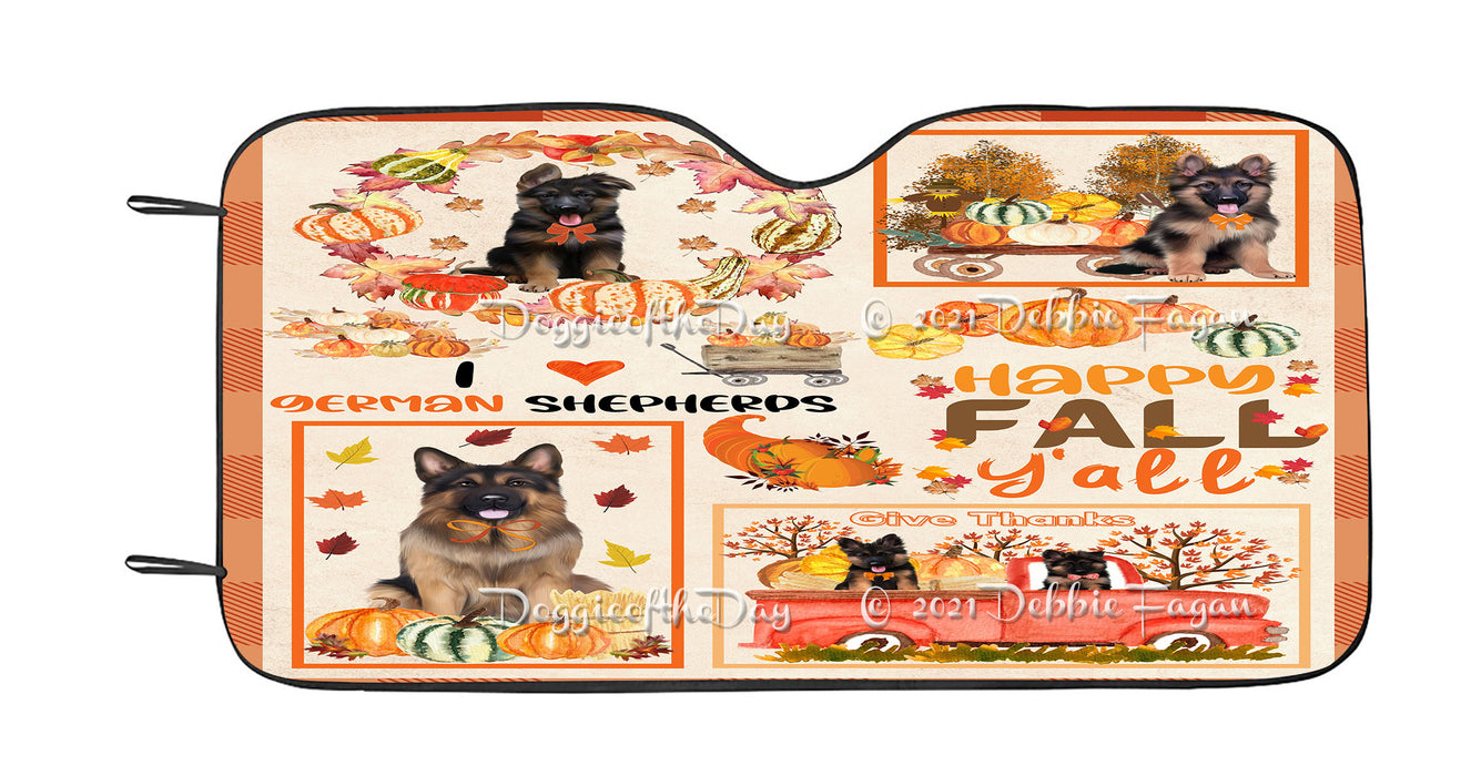 Happy Fall Y'all Pumpkin German Shepherd Dogs Car Sun Shade Cover Curtain