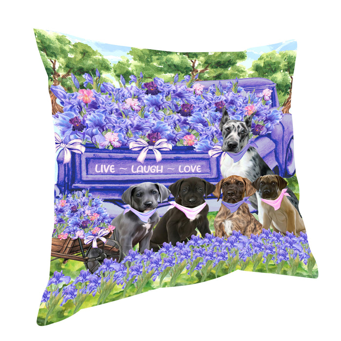 Great Dane Pillow: Cushion for Sofa Couch Bed Throw Pillows, Personalized, Explore a Variety of Designs, Custom, Pet and Dog Lovers Gift