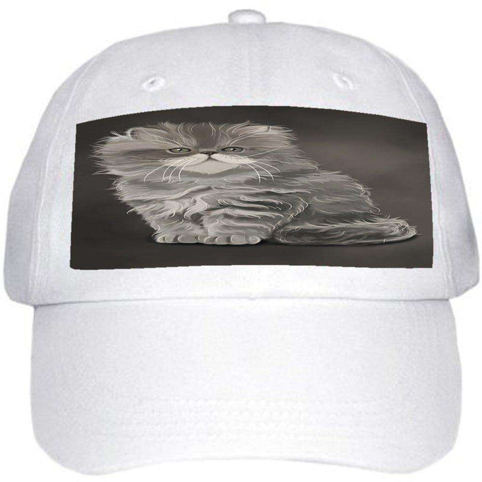 Grey Persian Cat Ball Hat Cap Off White