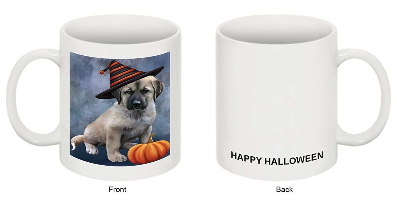 Happy Halloween Anatolian Shepherds Dog Wearing Witch Hat with Pumpkin Mug