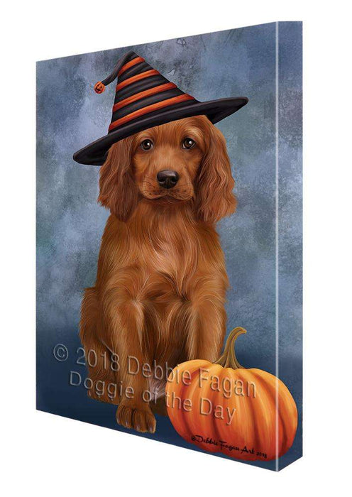 Happy Halloween Irish Setter Dog Wearing Witch Hat with Pumpkin Canvas Print Wall Art Décor CVS111599