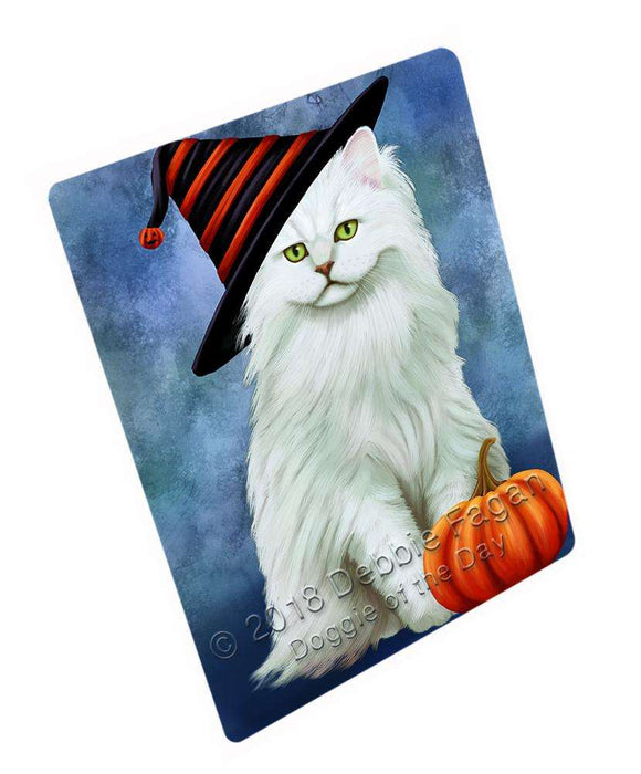 Happy Halloween Tiffany Cat Wearing Witch Hat with Pumpkin Large Refrigerator / Dishwasher Magnet RMAG90450
