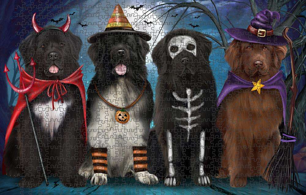Happy Halloween Trick or Treat Newfoundlands Dog Puzzle with Photo Tin PUZL85596