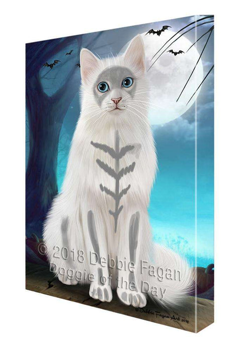 Happy Halloween Trick or Treat Turkish Angora Cat Canvas Print Wall Art Décor CVS109880
