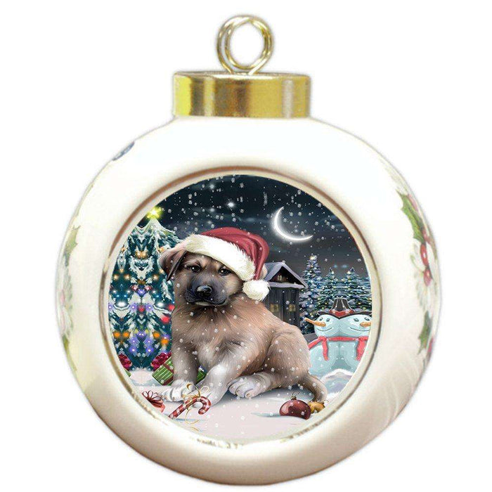 Have a Holly Jolly Anatolian Shepherd Dog Christmas Round Ball Ornament POR766
