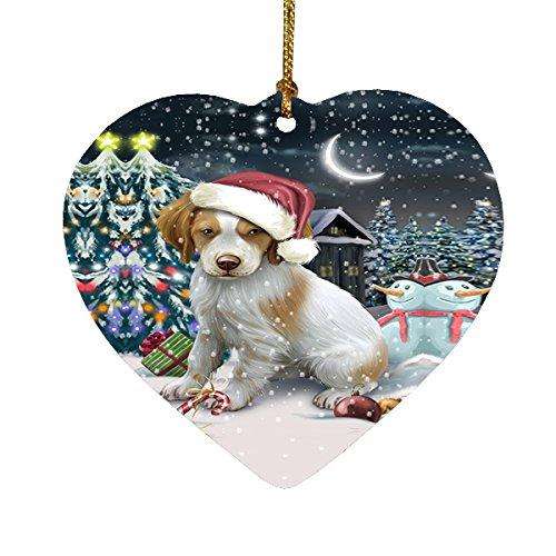 Have a Holly Jolly Brittany Spaniel Dog Christmas Heart Ornament POR1910
